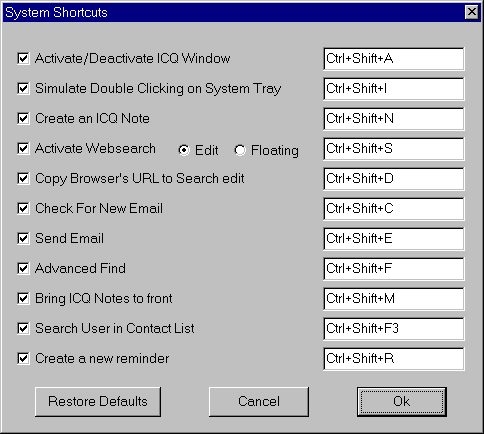 ICQ Shortcuts